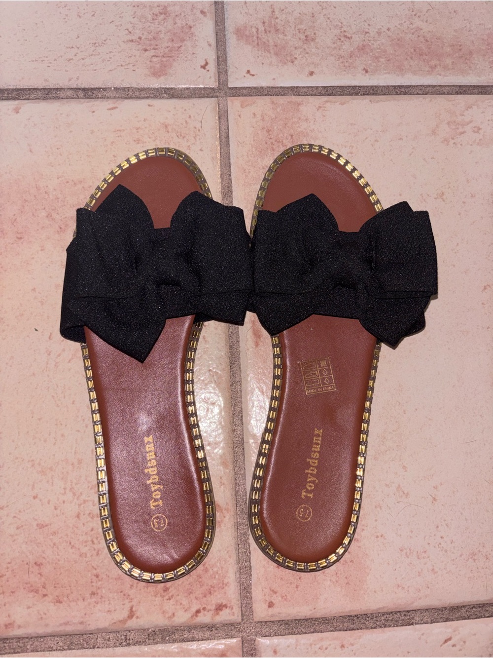 Black Bow Slide Sandals for Women
